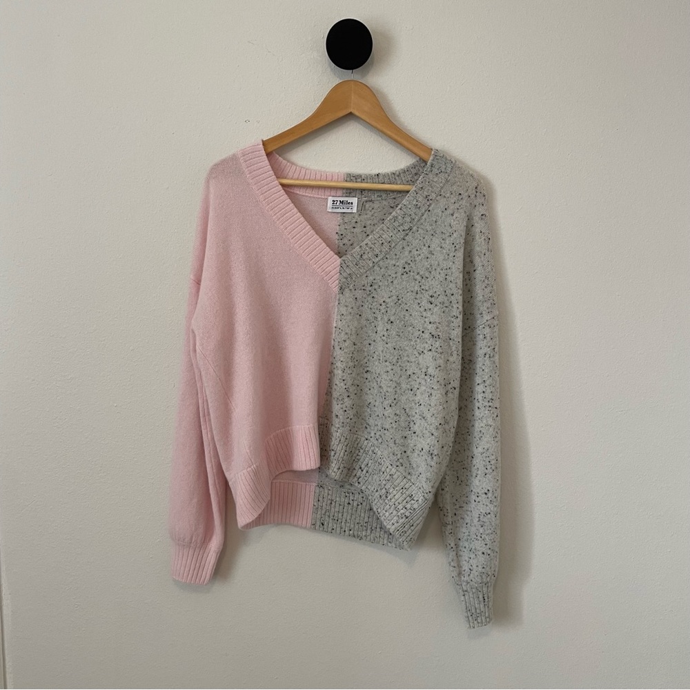 27 Miles Malibu Simone Two Tone 100% Cashmere Sweater Medium